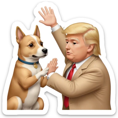 donald trump giving a dog a high five sticker