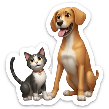 Cat and dog kidding sticker