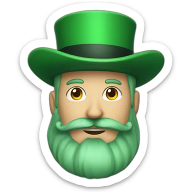man with green hair green suit and large green top hat goatee beard sticker