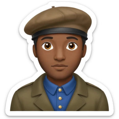 Black man who is French wearing a french beret hat sticker