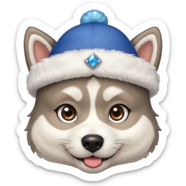 Pups husky in new yaer hat sticker