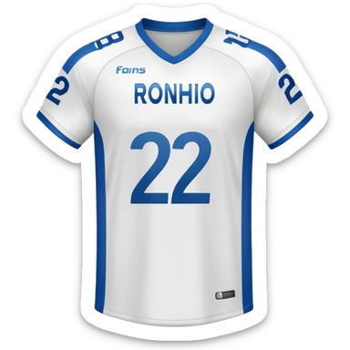 White football jersey at the back with number 22 and my name RONIHO  sticker