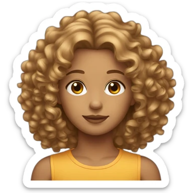 Curly hair middle part tan sticker