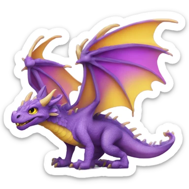 dragon with a yellow nose and purple wings  sticker