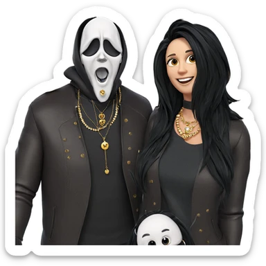 smiling couple with jewelry sticker