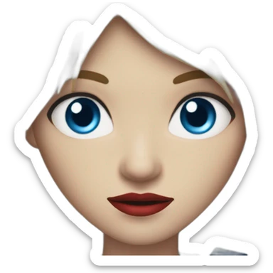 beautiful vampire woman with long blonde hair and blonde straight bangs and blue eyes wielding knives serious expression sticker