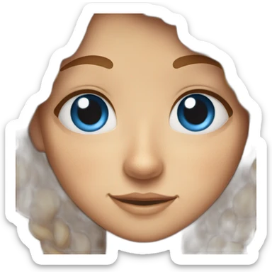 a one-eyed girl with a blue eye, light brown hair and freckles sticker