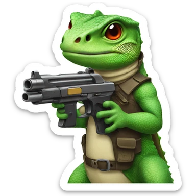lizard with gun sticker