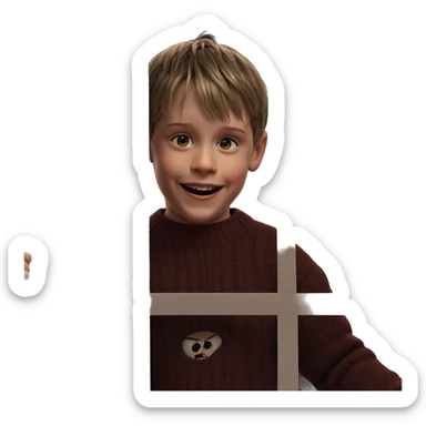 smiling boy in horror sweater sticker