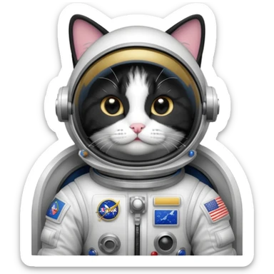 tuxedo cat Astronaut sticker