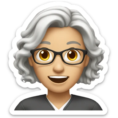 White, female Teacher with gray and blonde hair going crazy  sticker