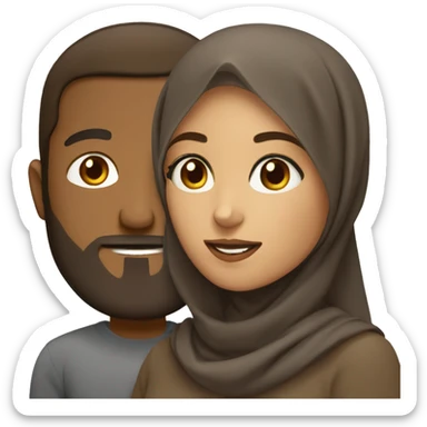 Brown Man with beard and brown hijabi girl sticker