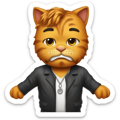 Garfield with a bjork outfit sticker