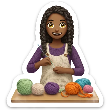Girl crocheting  sticker
