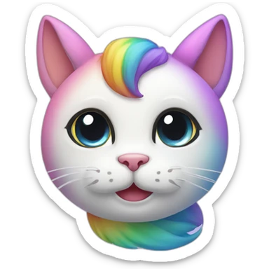 cute rainbow unicorn cat face sticker