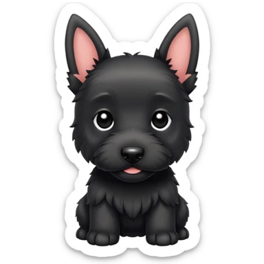 A cute small scotish terroir puppy that has beady black eyes, a non cropped tail and black fur.  sticker