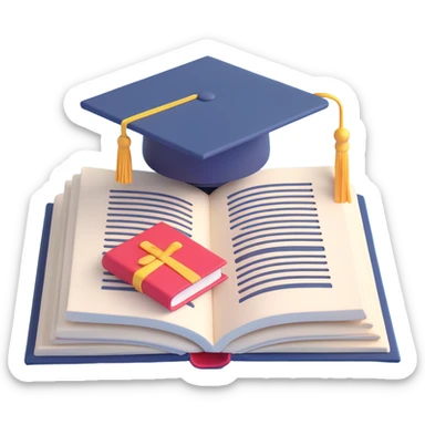 Learning / Knowledge emoji illustrating a simple open book or minimalist graduation cap with a 3D feel sticker
