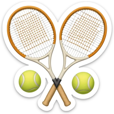 2 White Tennis rackets with beige tennis ball aesthetic  sticker