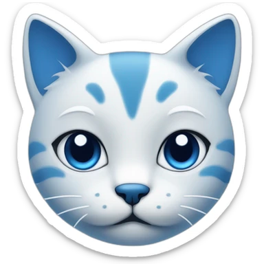 Blue simplistic sketch of a cute cat face sticker