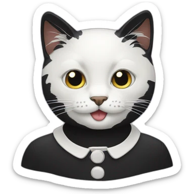 black cat with white mustache sticker