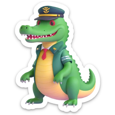crocodile with pilot hat sticker