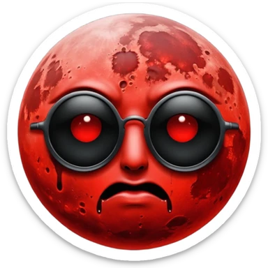 Blood moon without eyes mouth or nose. No white. Bloody red and black shades. Same real moon with blood red sticker