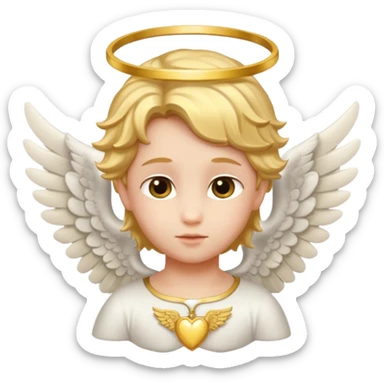 cupid head with wings and golden angel halo sticker