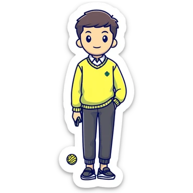 2025 neo-preppy outfit with tech-enhanced boat shoes and sustainable tennis sweater sticker