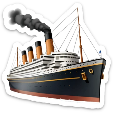 Illustrate the Titanic in daylight, showing its massive decks, smokestacks & grandeur. sticker