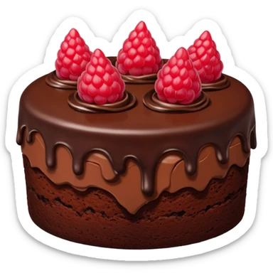 Chocolate cake with a raspberry on top sticker