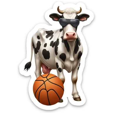 cows playing basketball blindfolded  sticker