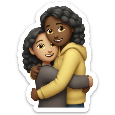 2 girls couple hug with warm smiles sticker