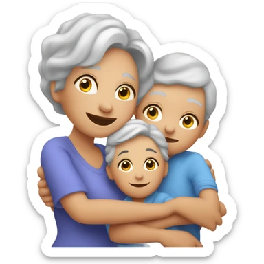 A grandmother hugging her two great grandchildren ￼ sticker
