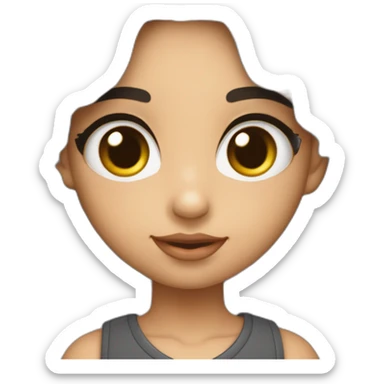 uma bebe de olhos intensos cor preto nariz de batatinha orelha mediana boca larga cabelos de cor preto e tipo meio ondulado e apele da cor do pecado clara sticker