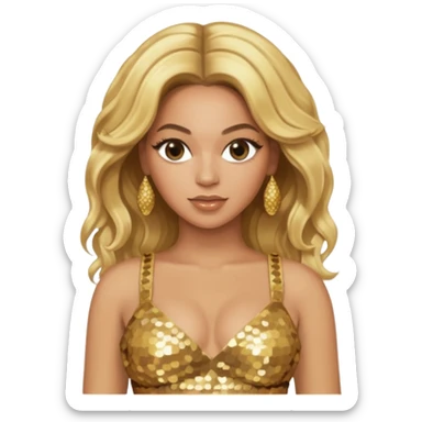 Beyonce with blonde hair, gold sequin crop top  sticker