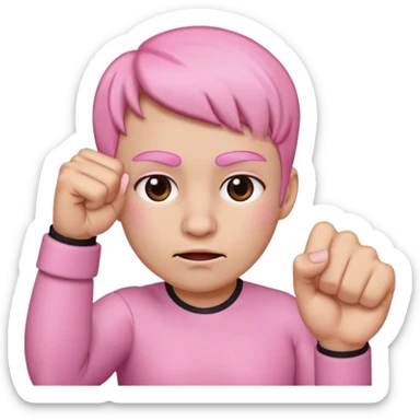 fist with pinky sticking out covering nose on face sticker