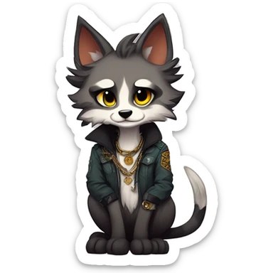 cool edgy animal fursona by griffsnuff & LiLaiRa & Falvie with badass colors and a collar full body sticker