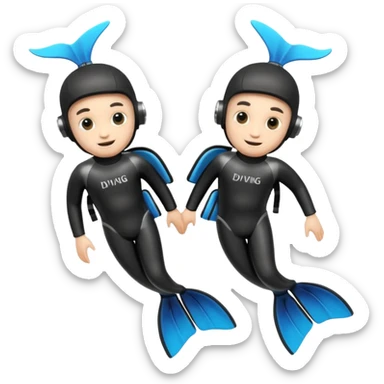 A 3D cartoon pair of diving flippers on a white background, shiny rubber texture, Memoji-style rendering.only flippers. sticker