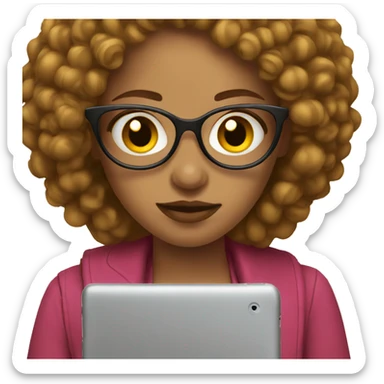 Designer female with an iPad tablet sticker