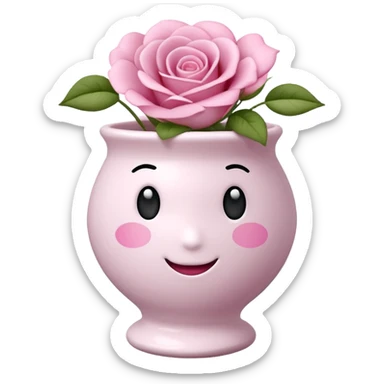 vaso branco com laço rosa sem flores sticker