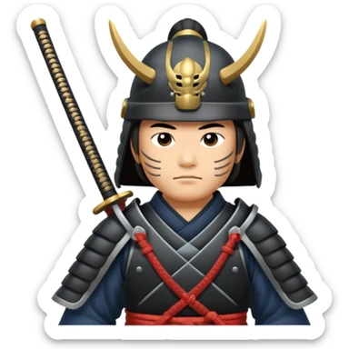samurai lord, Armored noble with katana at side, kabuto helmet, stern posture. sticker
