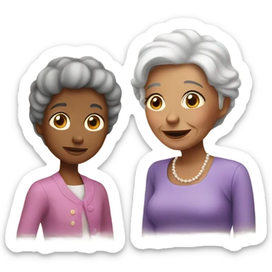 Grandmother with a girl sticker