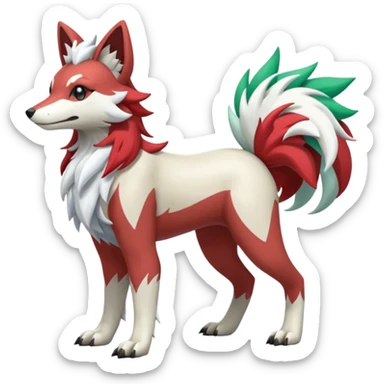 Shiny Iridescent Linoone-Amaura-Lycanroc-Poochyena-Shaymin-Fakémon-hybrid-creature (full body)  sticker