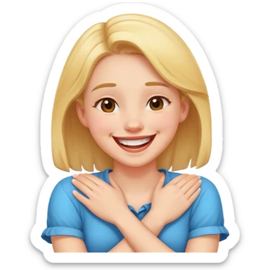 arms crossed over holding neck laughing girl sticker