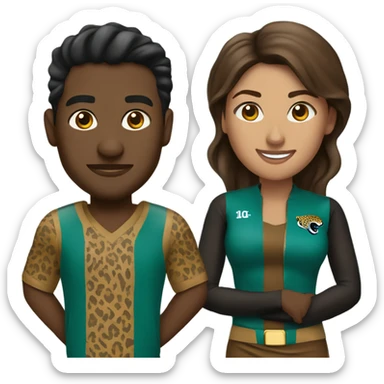 Brown men and woman in Jacksonville Jaguar clothes sticker