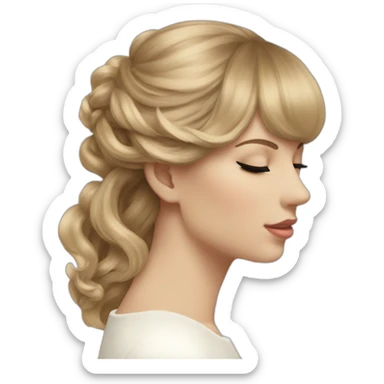 taylor swift side profile longer hair flying eyes closed white strap dress sticker