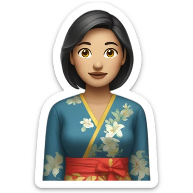 Woman wearing tradional vietnam clothes sticker