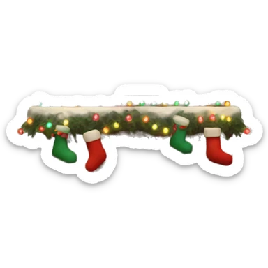 Brick Fireplace with and Christmas lights and stockings sticker