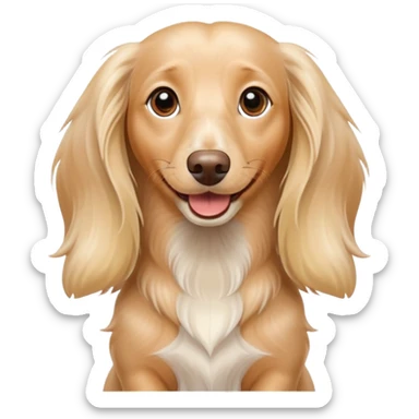 long hair cream Dachshund dog saying hi sticker
