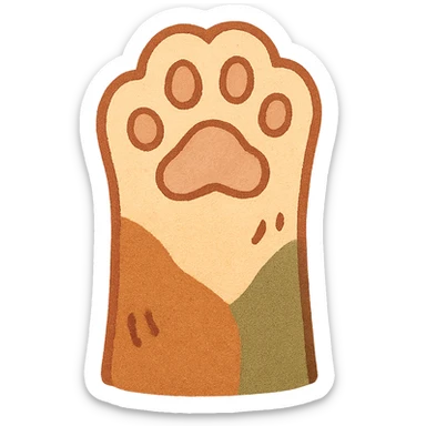 cat paw, flat warm colors style, simple and modern sticker